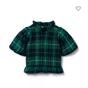 Janie and Jack Green Plaid Top